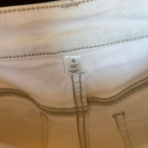 seven7 slim straight jeans white denim size 4 28W high rise - Picture 6 of 6